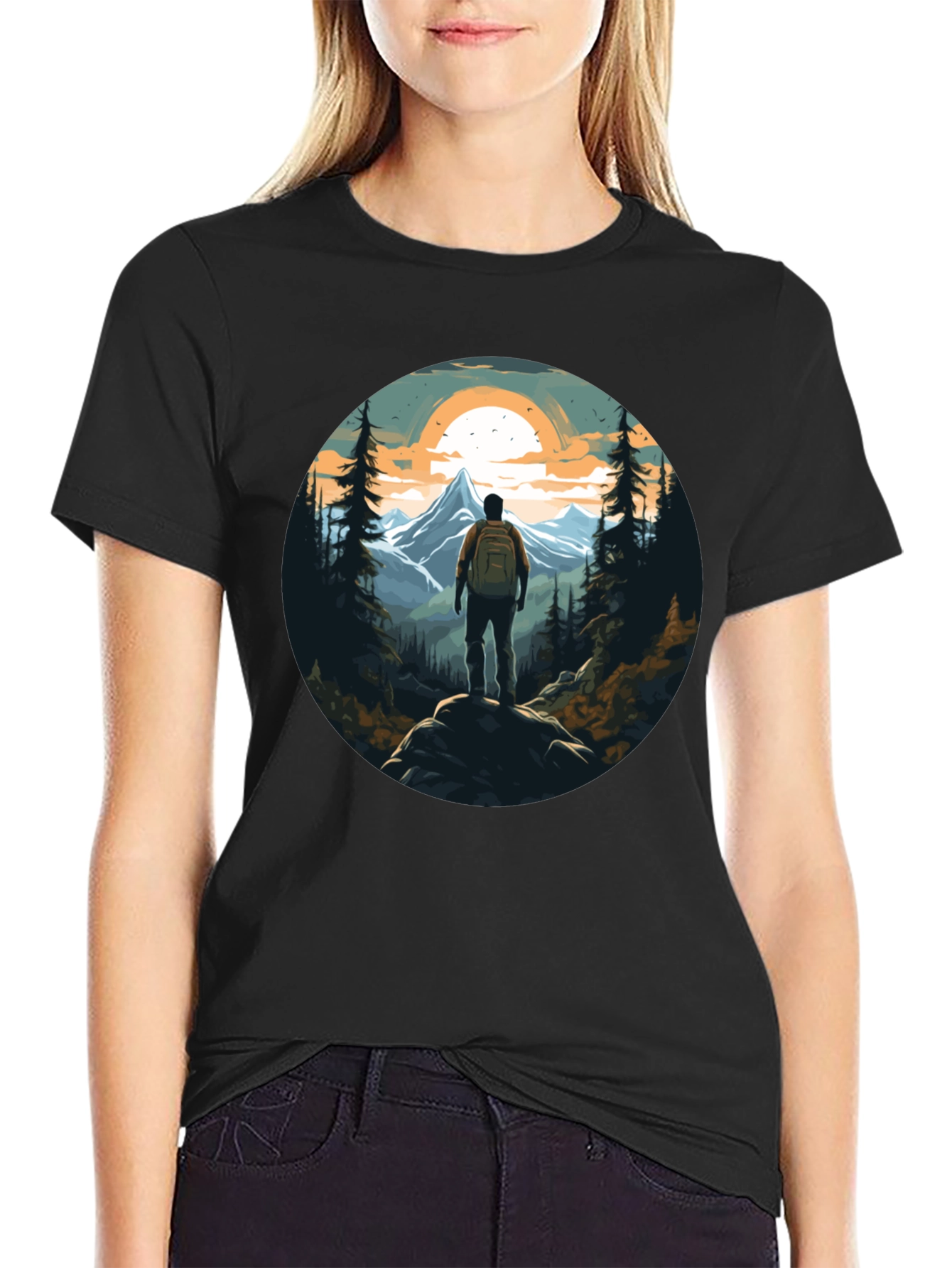Mountain Hiker Graphic Tee - Nature Adventure Shirt