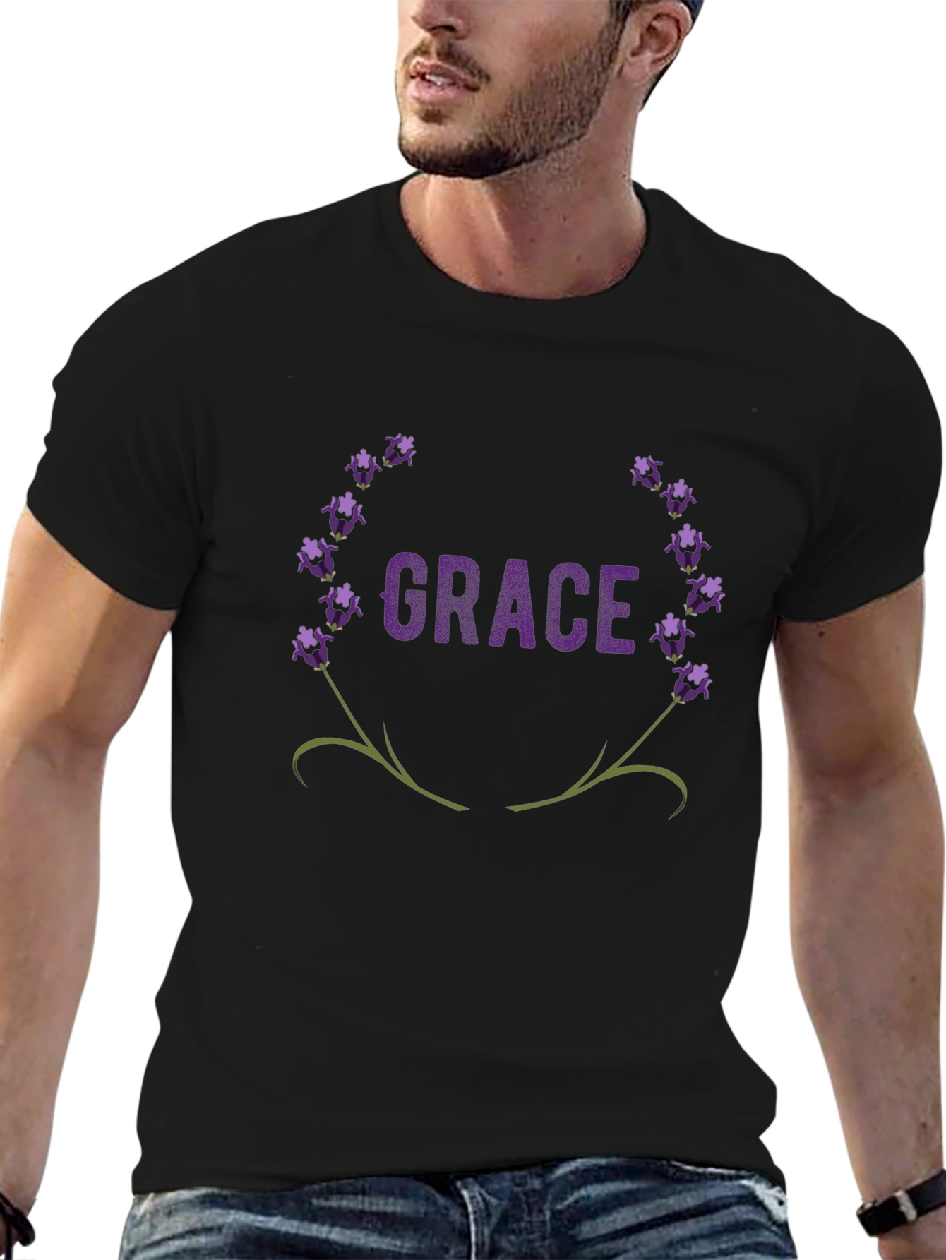 Grace Lavender Wreath T-Shirt - Elegant & Stylish