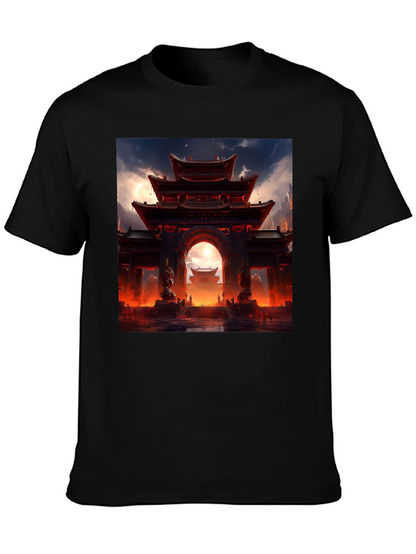 Asian Temple Graphic Black Tee