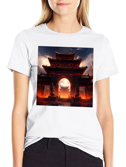 Asian Temple Graphic Black Tee