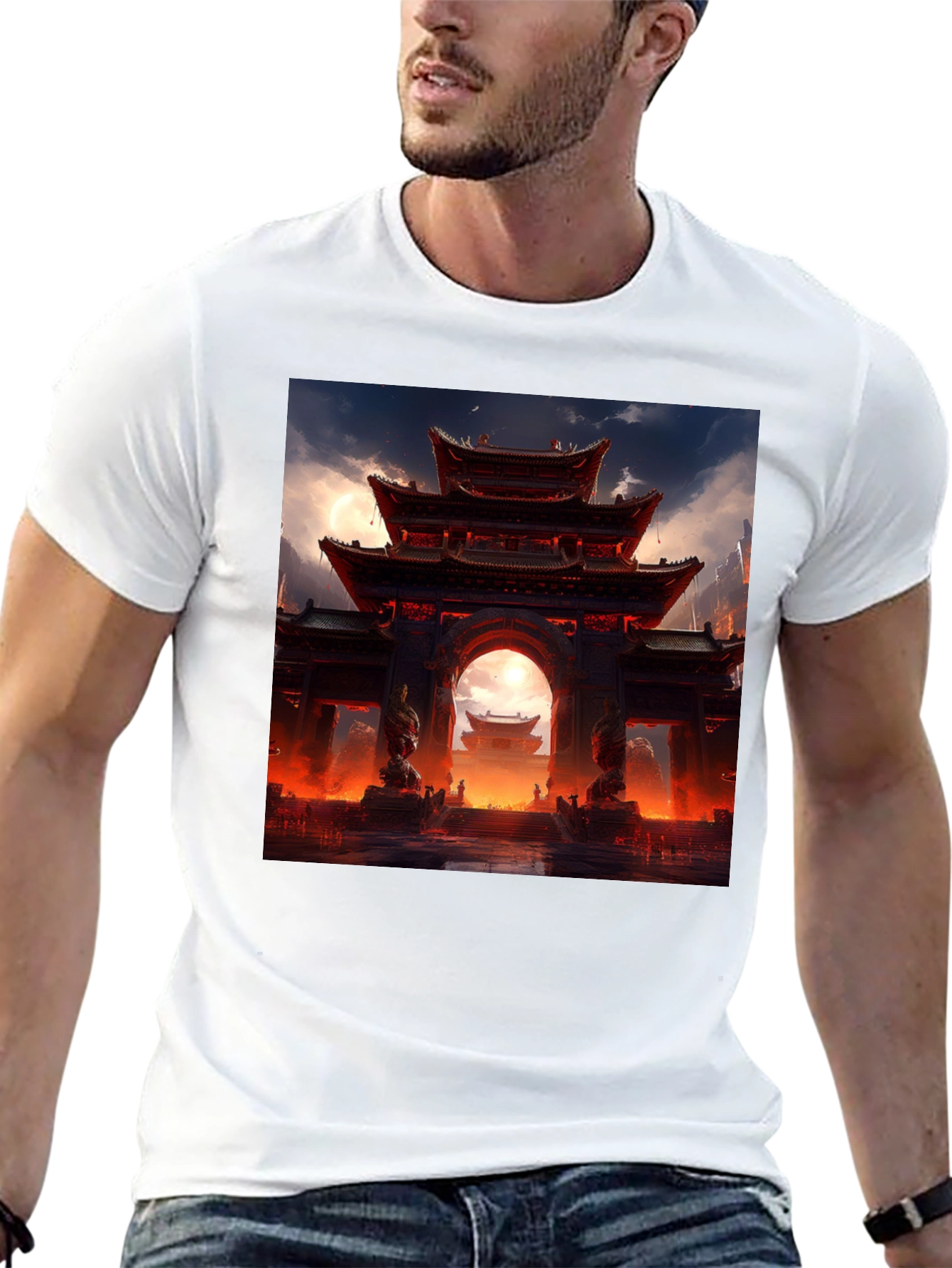 Asian Temple Graphic Black Tee