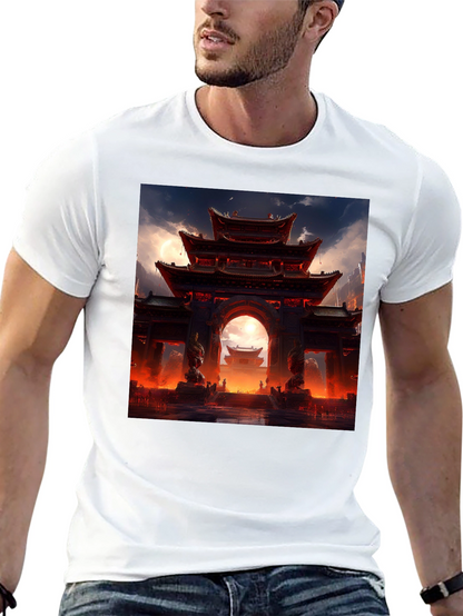 Asian Temple Graphic Black Tee