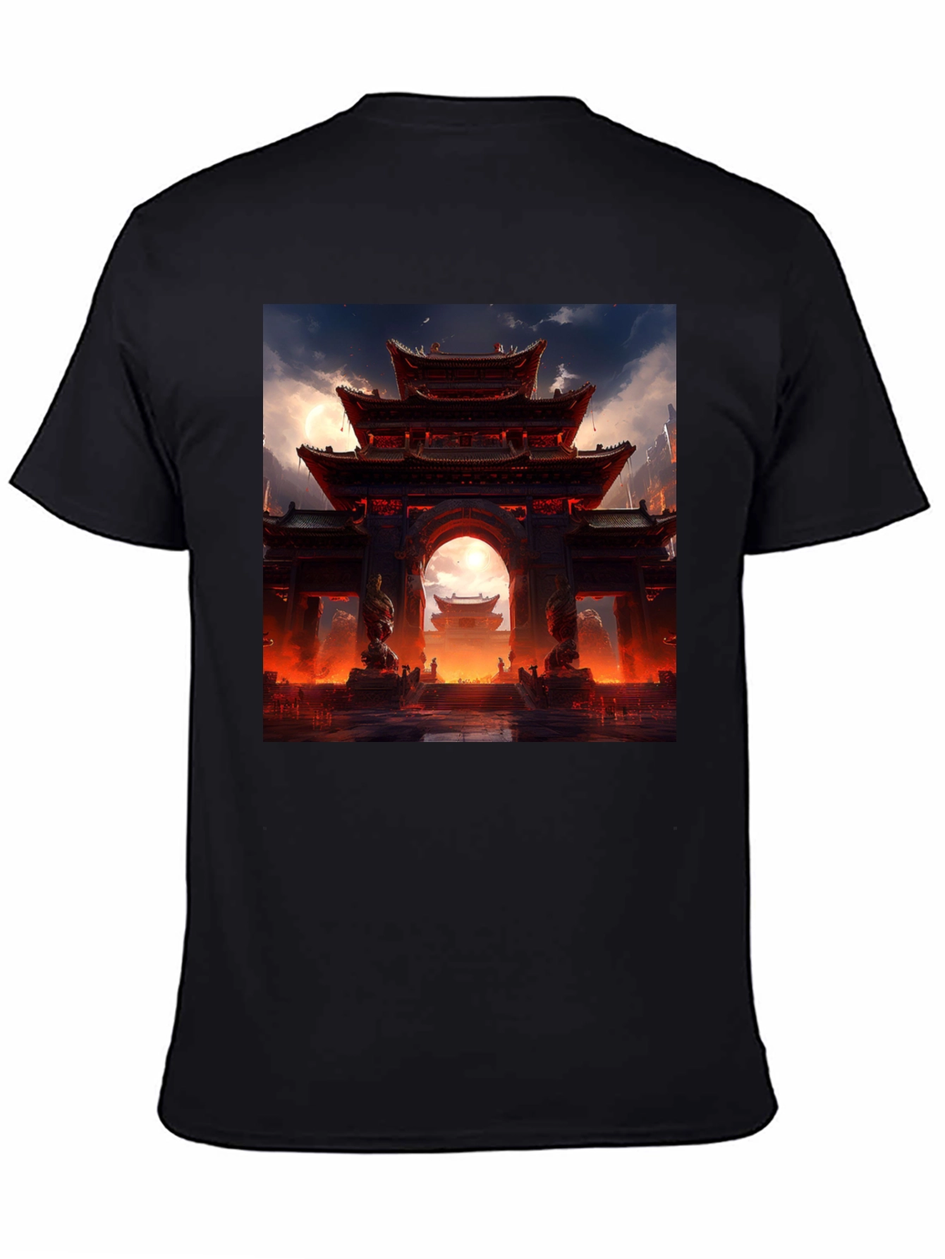 Asian Temple Graphic Black Tee