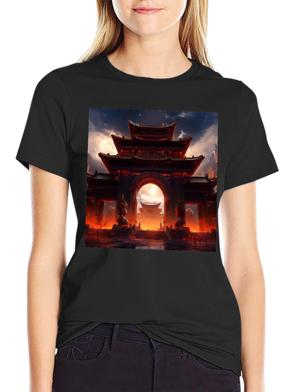 Asian Temple Graphic Black Tee