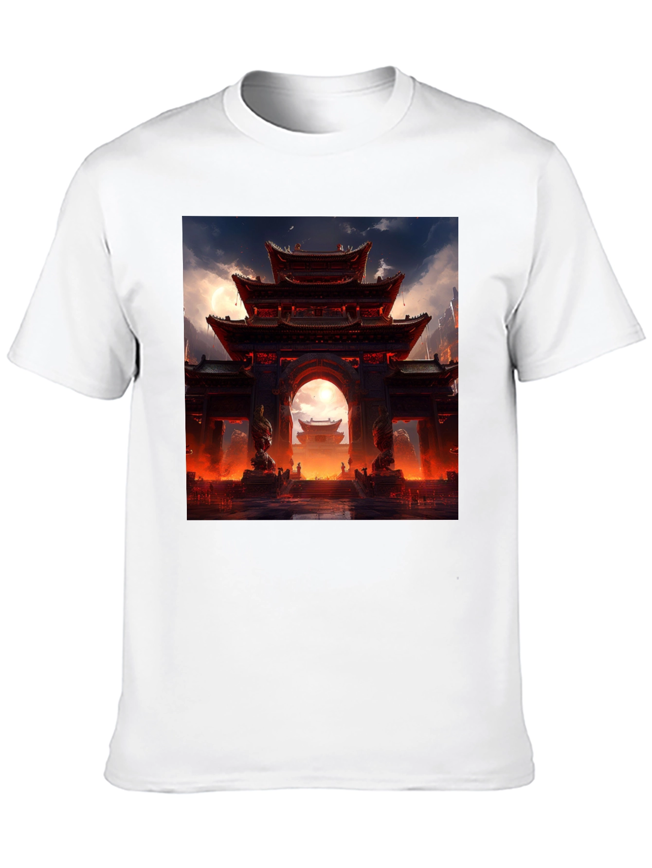 Asian Temple Graphic Black Tee