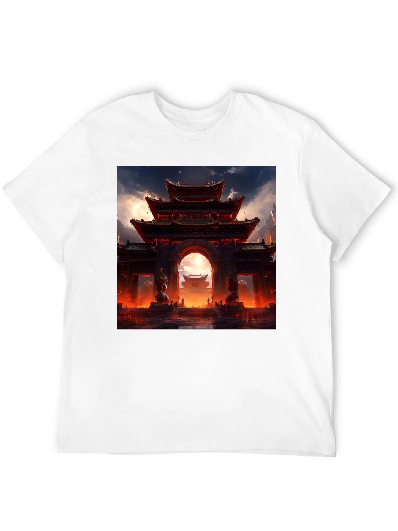 Asian Temple Graphic Black Tee