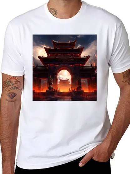 Asian Temple Graphic Black Tee