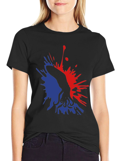 Abstract Octopus Ink Splatter Graphic Tee - Black