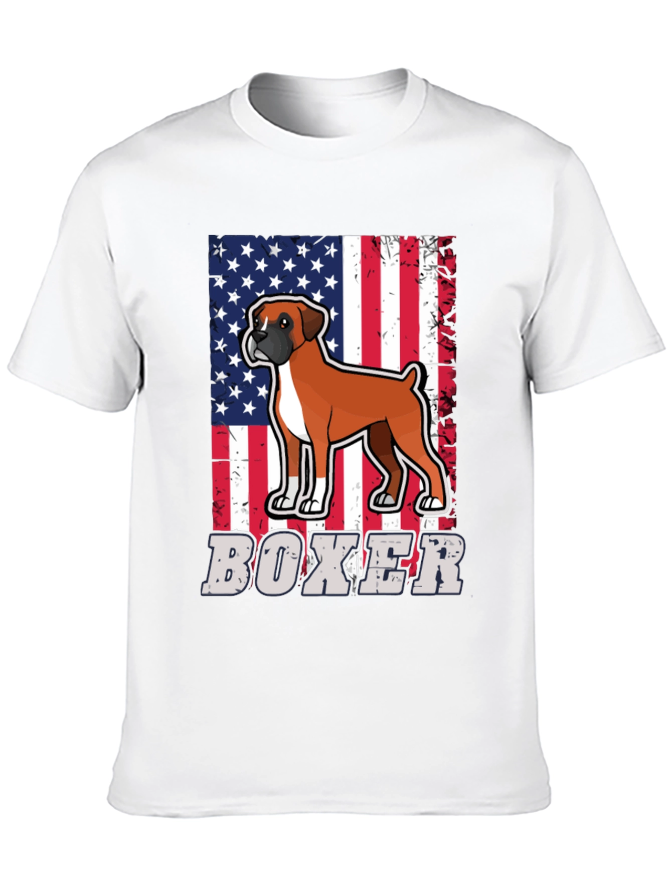 Boxer Dog American Flag Graphic T-Shirt