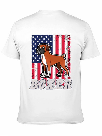 Boxer Dog American Flag Graphic T-Shirt