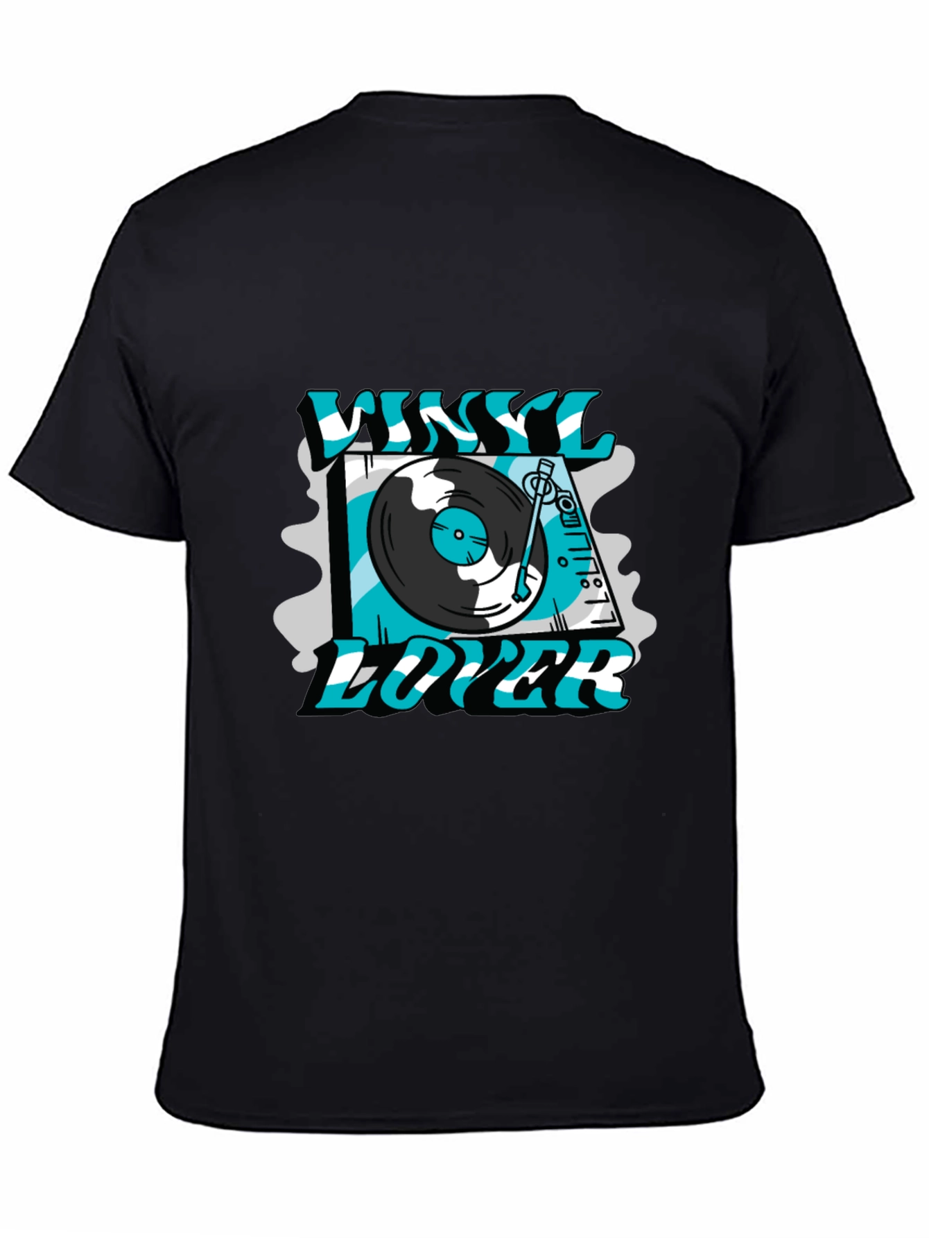 Vinyl Lover Graphic Tee - Black Cotton T-Shirt