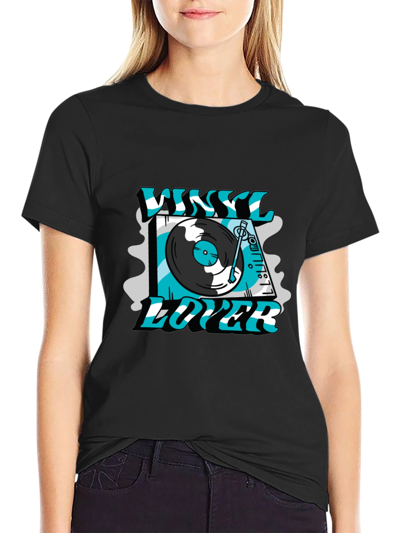 Vinyl Lover Graphic Tee - Black Cotton T-Shirt