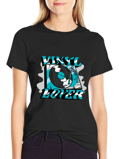 Vinyl Lover Graphic Tee - Black Cotton T-Shirt