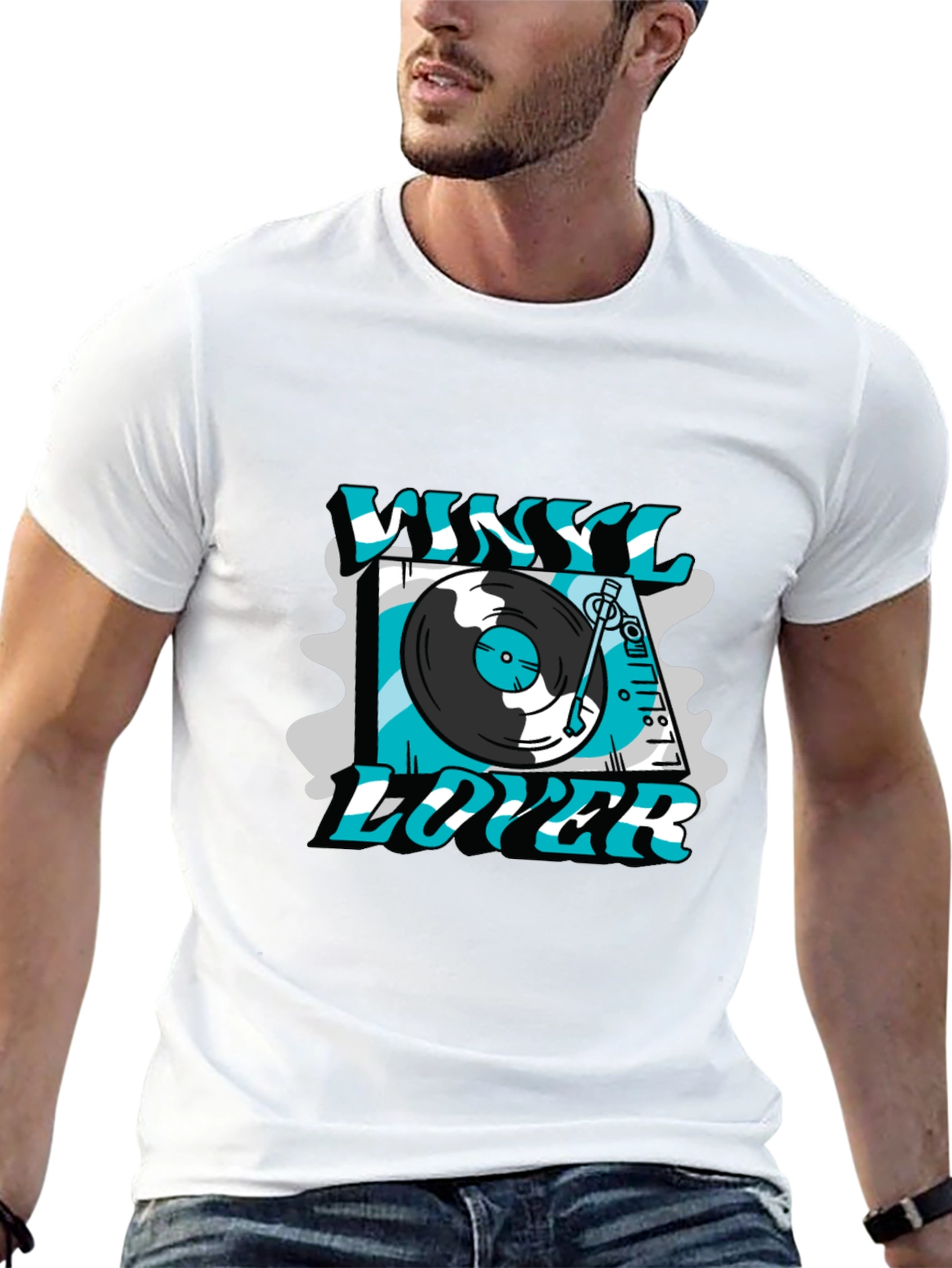Vinyl Lover Graphic Tee - Black Cotton T-Shirt