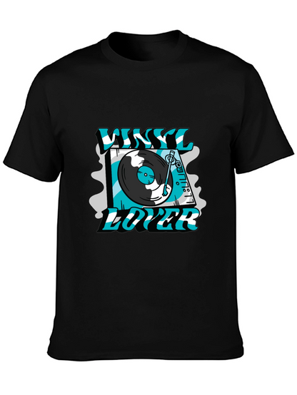Vinyl Lover Graphic Tee - Black Cotton T-Shirt