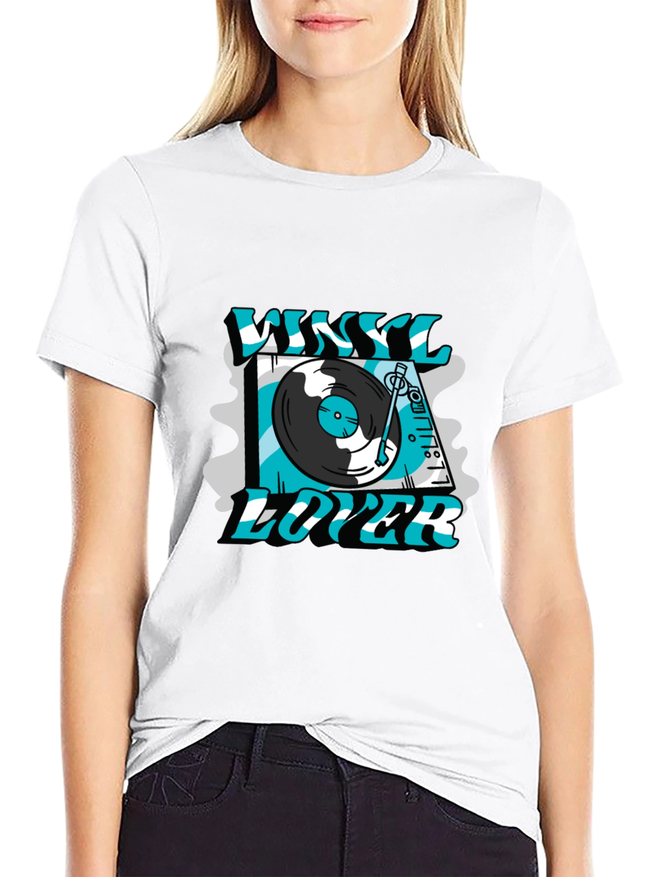 Vinyl Lover Graphic Tee - Black Cotton T-Shirt