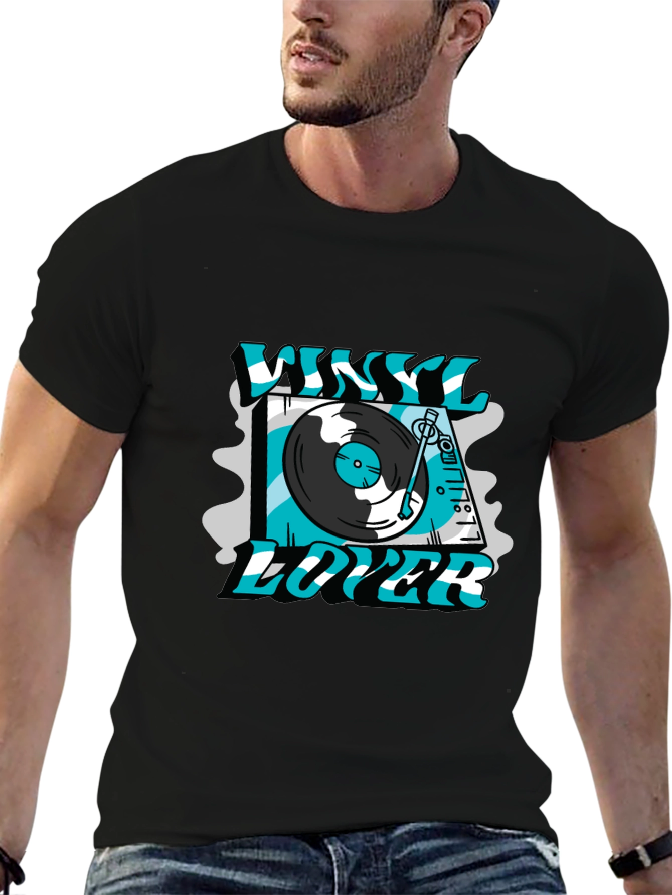 Vinyl Lover Graphic Tee - Black Cotton T-Shirt