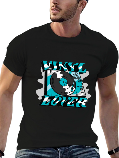 Vinyl Lover Graphic Tee - Black Cotton T-Shirt