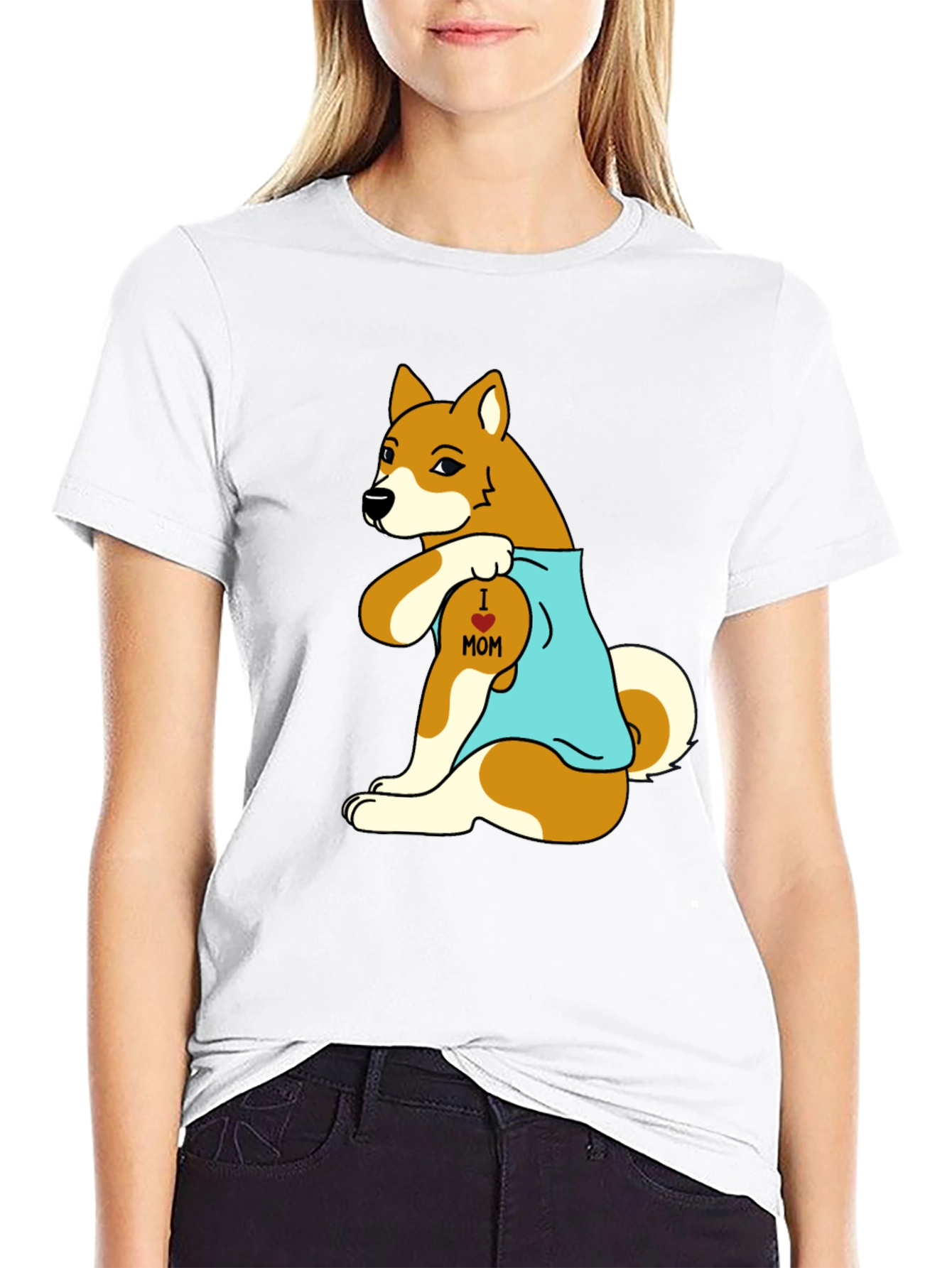 I Love Mom Dog Graphic T-Shirt