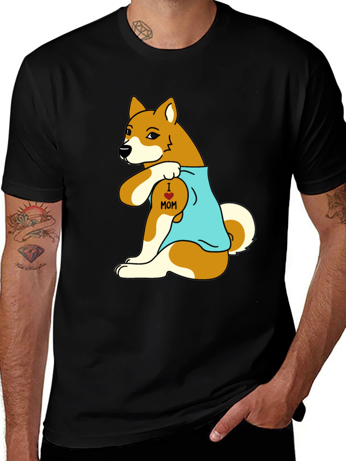 I Love Mom Dog Graphic T-Shirt