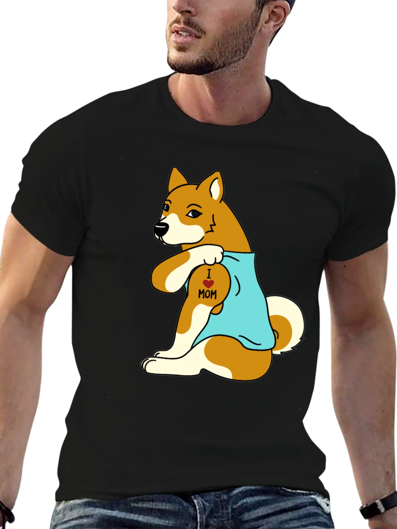 I Love Mom Dog Graphic T-Shirt