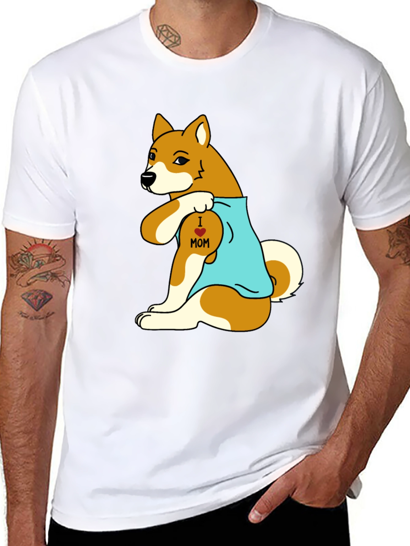 I Love Mom Dog Graphic T-Shirt