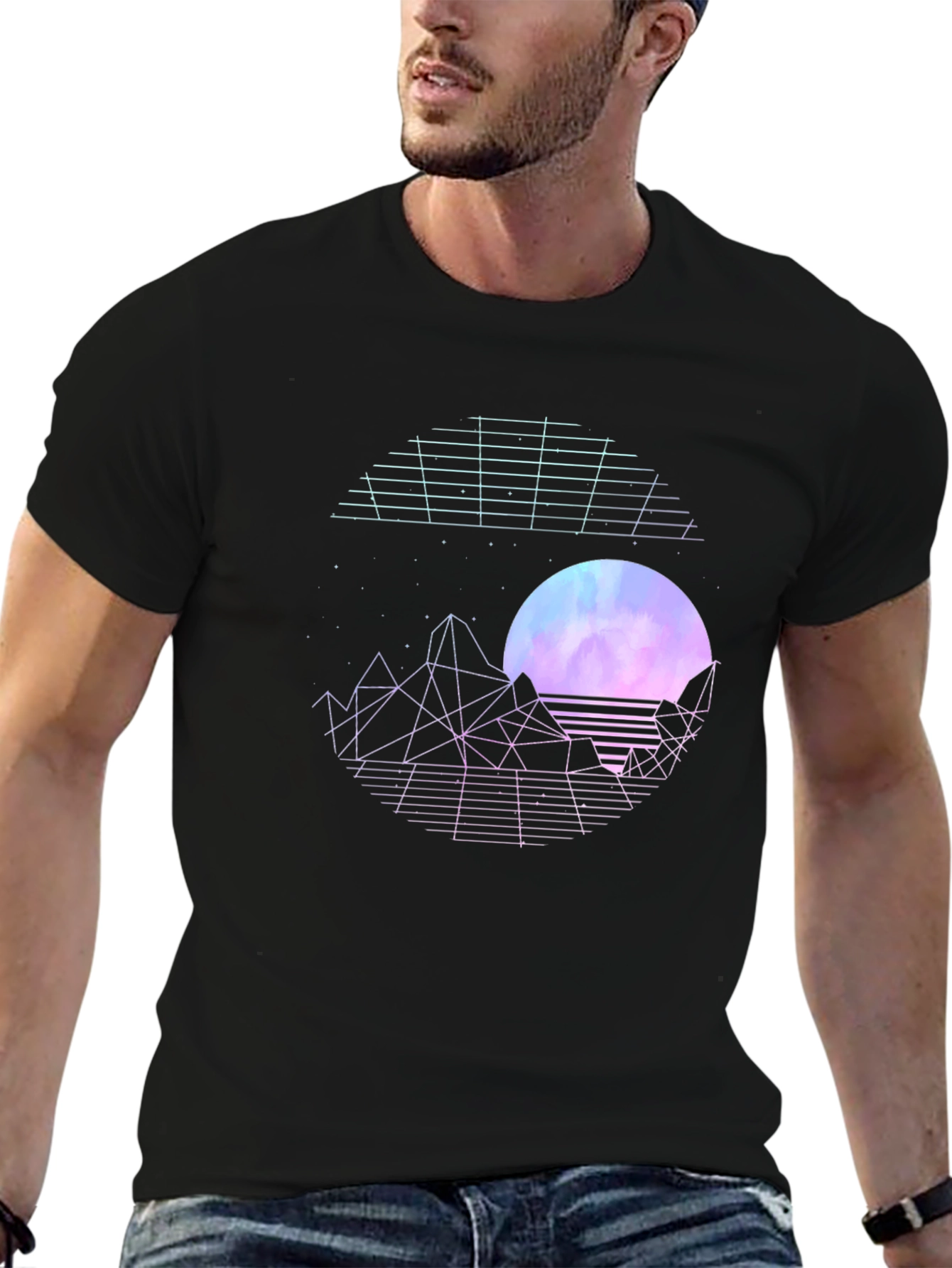 Retro Synthwave Graphic T-Shirt - Black