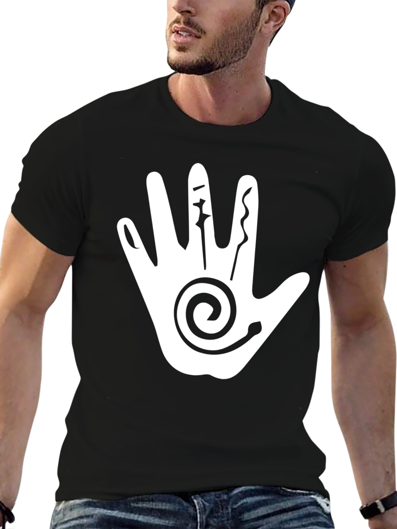 Handprint Graphic Black Tee Shirt