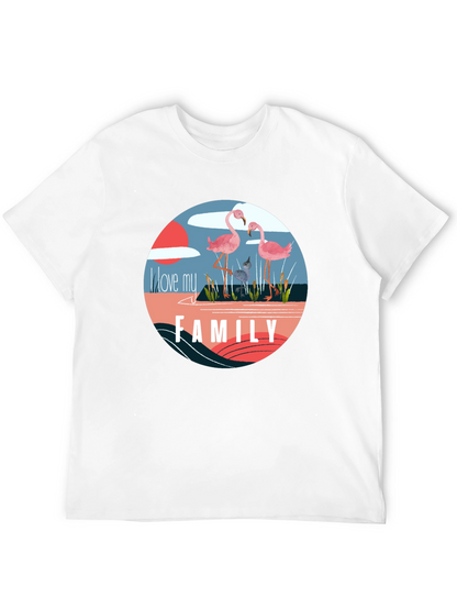 Flamingo Family Graphic Tee - Black Cotton Blend