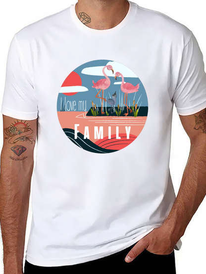Flamingo Family Graphic Tee - Black Cotton Blend