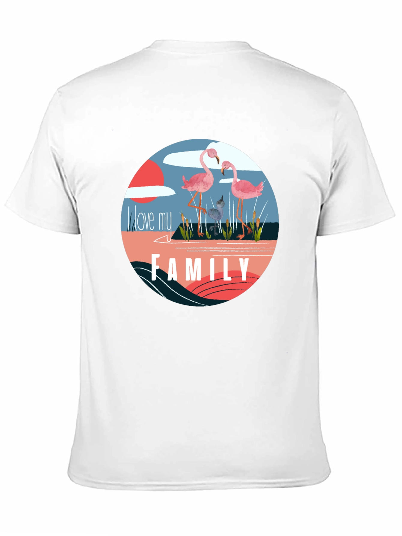 Flamingo Family Graphic Tee - Black Cotton Blend