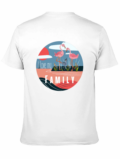 Flamingo Family Graphic Tee - Black Cotton Blend