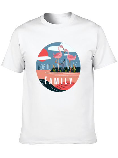 Flamingo Family Graphic Tee - Black Cotton Blend