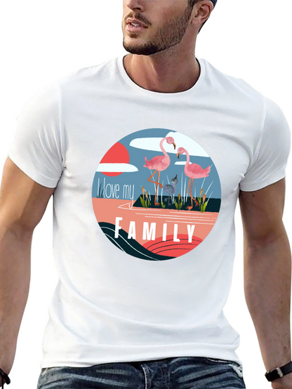 Flamingo Family Graphic Tee - Black Cotton Blend