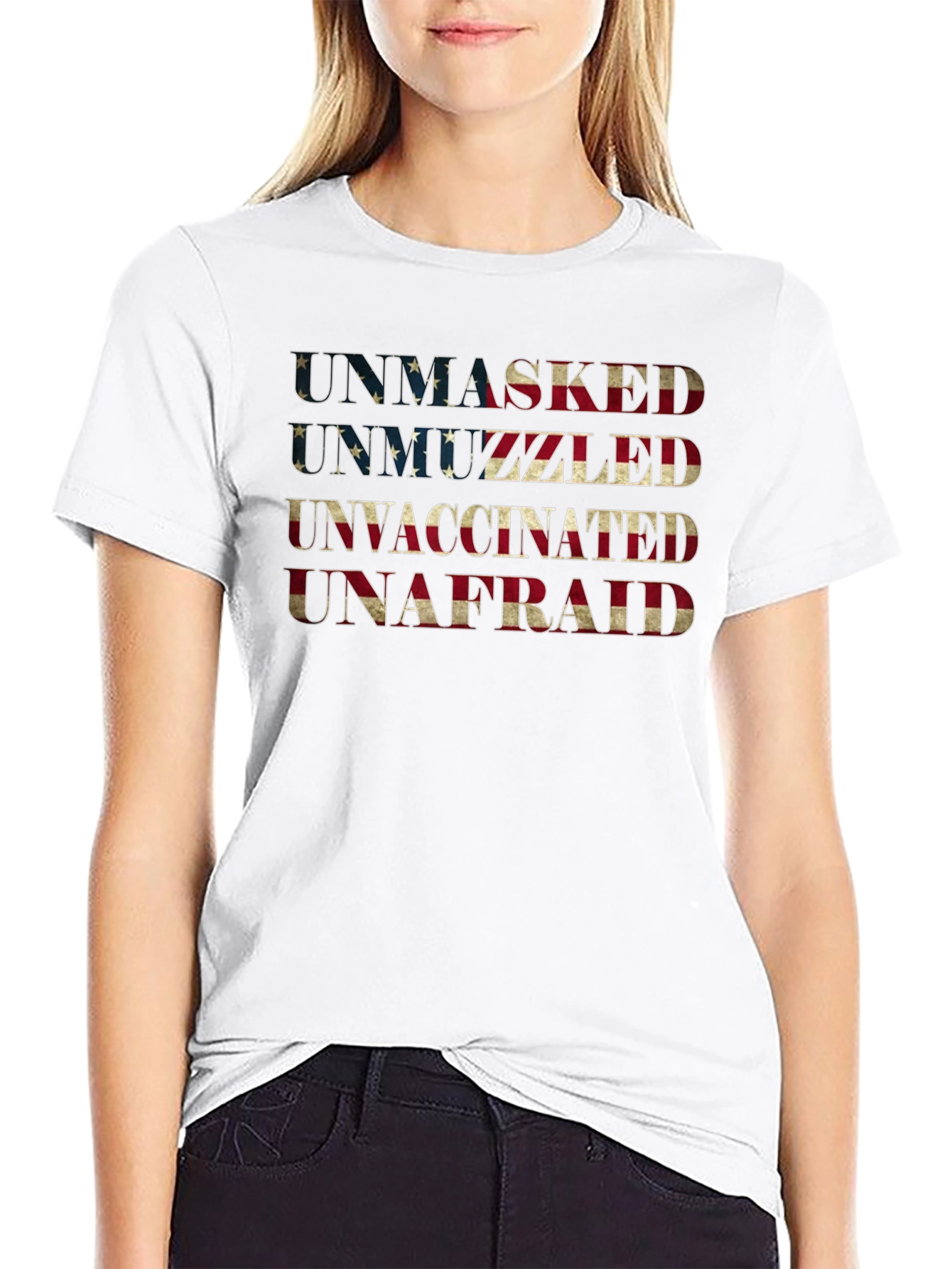 Unmasked Unmuzzled Unvaccinated Unafraid Tee