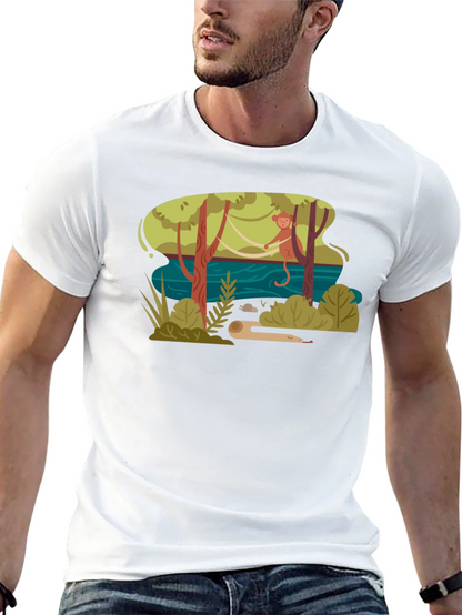 Jungle Monkey Graphic Tee - Unisex Black T-Shirt