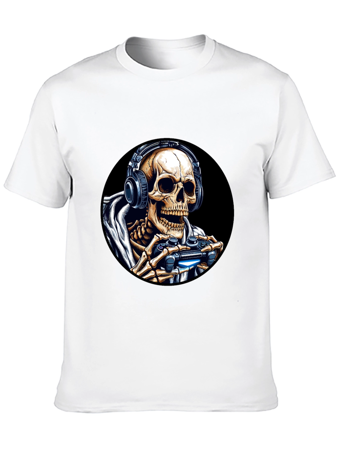 Gaming Skeleton T-Shirt - Black Cotton Tee