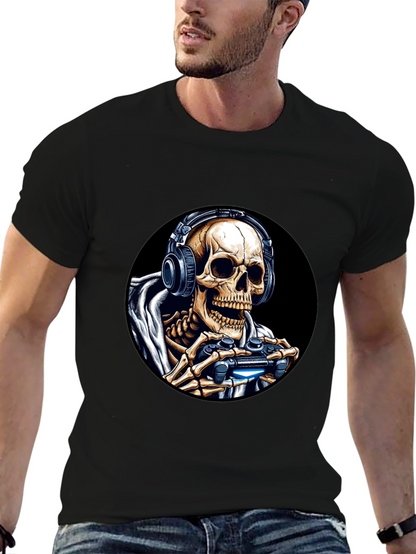 Gaming Skeleton T-Shirt - Black Cotton Tee