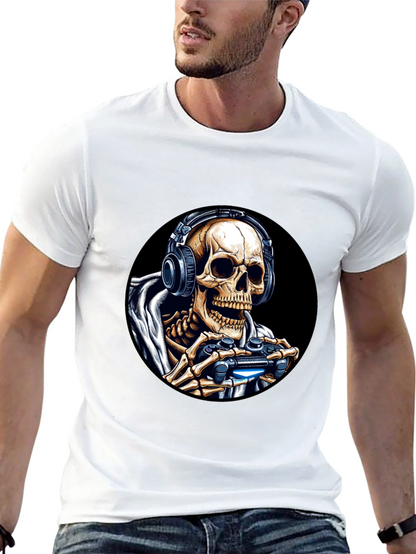 Gaming Skeleton T-Shirt - Black Cotton Tee