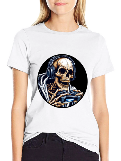 Gaming Skeleton T-Shirt - Black Cotton Tee