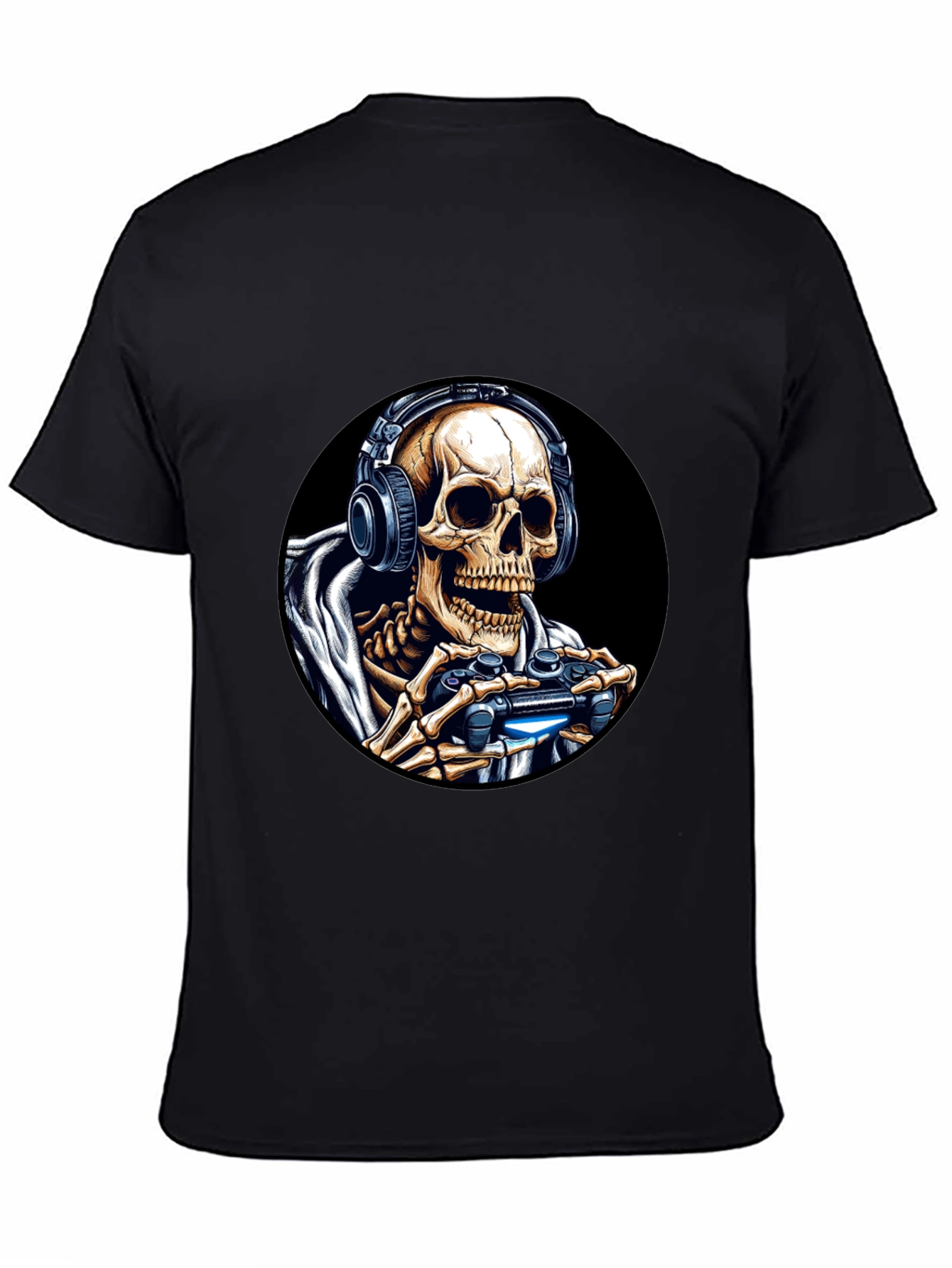 Gaming Skeleton T-Shirt - Black Cotton Tee