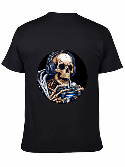 Gaming Skeleton T-Shirt - Black Cotton Tee