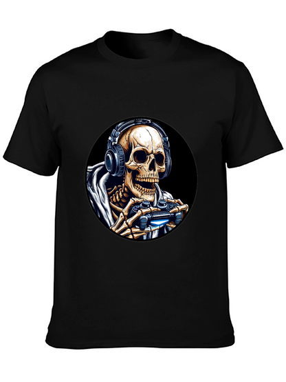 Gaming Skeleton T-Shirt - Black Cotton Tee