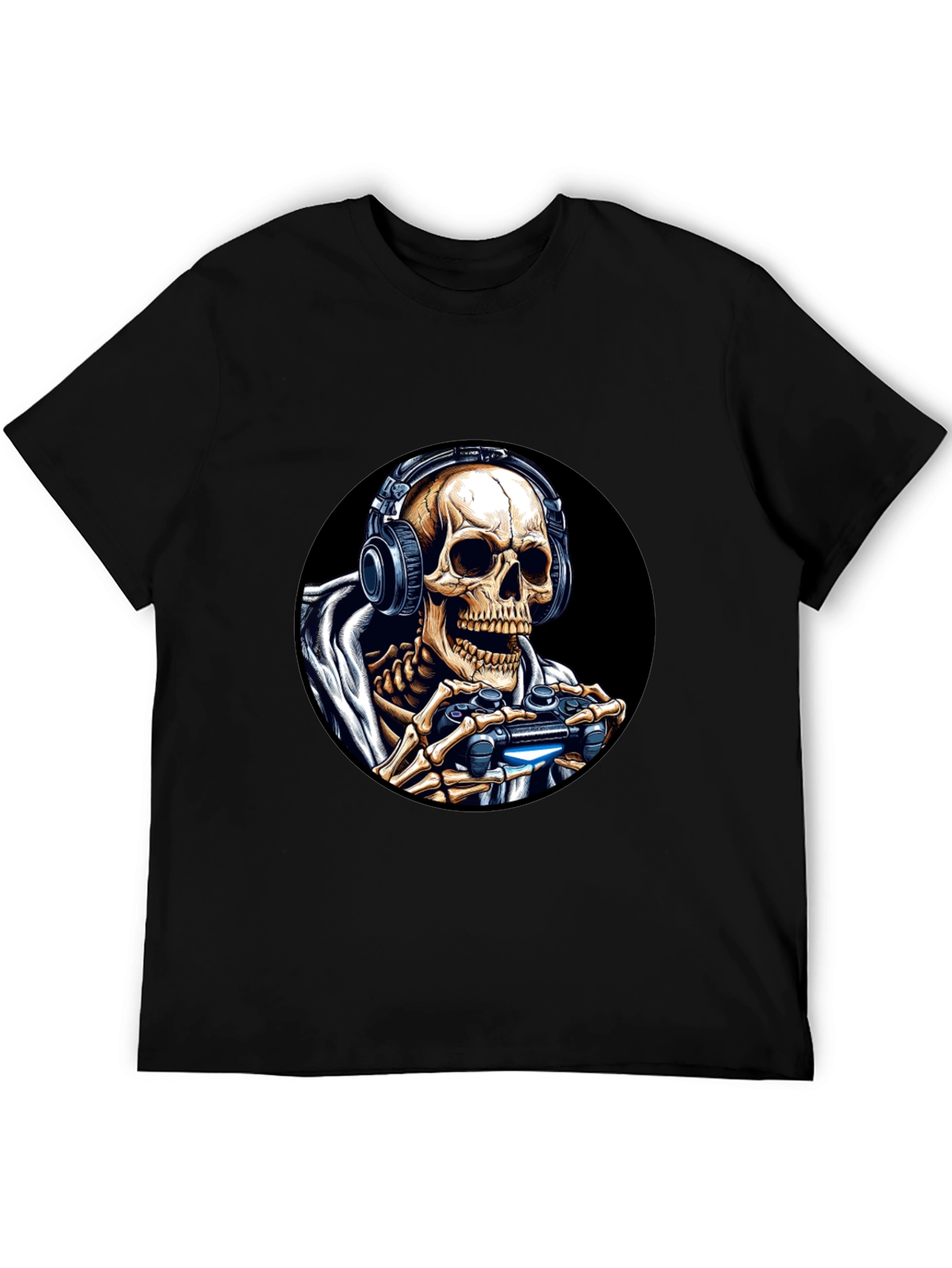 Gaming Skeleton T-Shirt - Black Cotton Tee