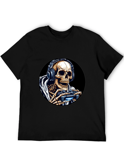 Gaming Skeleton T-Shirt - Black Cotton Tee