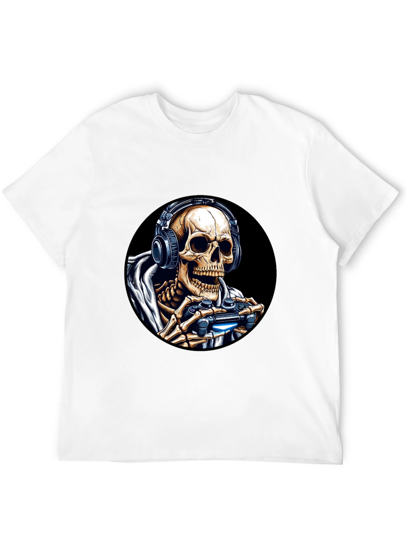 Gaming Skeleton T-Shirt - Black Cotton Tee