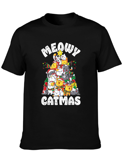 Meowy Catmas T-Shirt: Festive Cat Christmas Tree Design