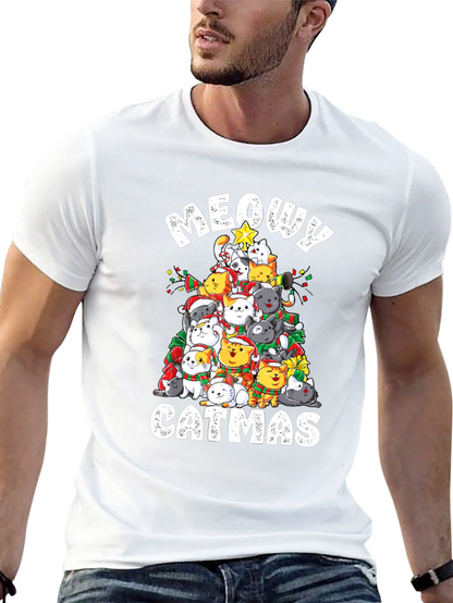 Meowy Catmas T-Shirt: Festive Cat Christmas Tree Design