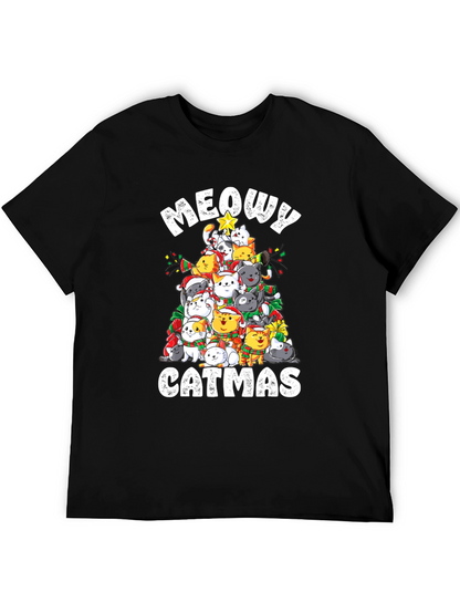 Meowy Catmas T-Shirt: Festive Cat Christmas Tree Design