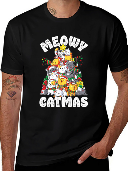 Meowy Catmas T-Shirt: Festive Cat Christmas Tree Design